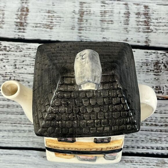 Vintage Ceramic Bakery House Village Novelty Figurine Tea Pot w Lid 7" - Picture 4 of 12